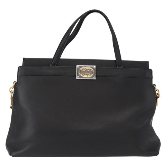 Gucci Linea Matisse Interlocking G Top Handle Tote Leather, BLACK, LEATHER, Shoulder bag