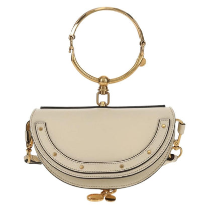 Chloe Nile Minaudière Leather, WHITE, LEATHER, Handbag