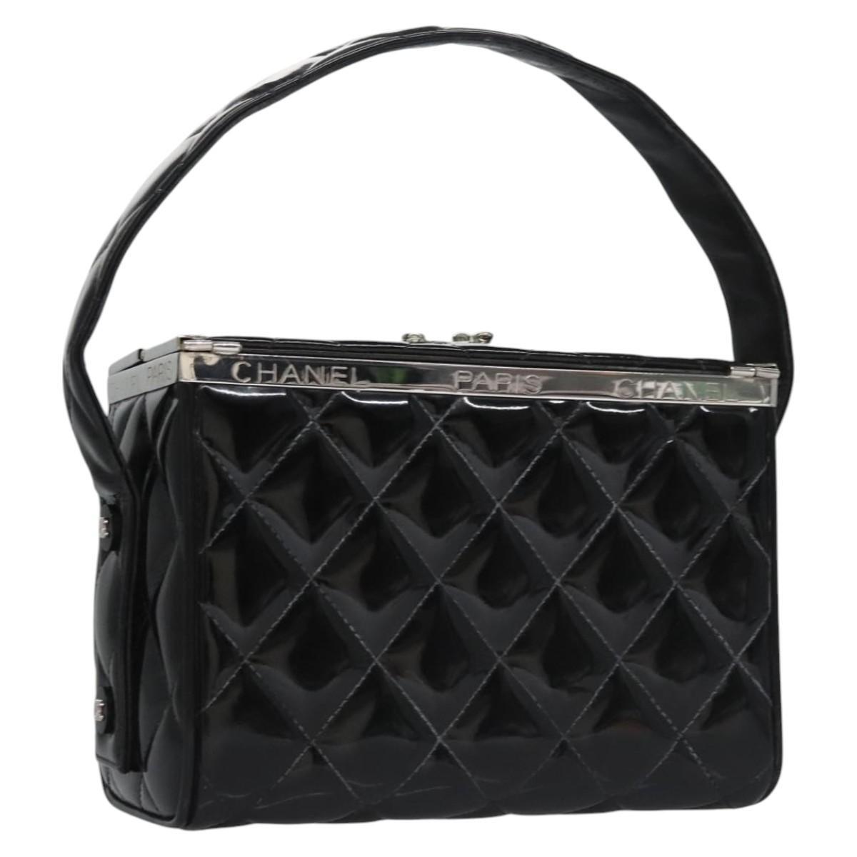 Chanel Vintage Vanity Case Patent, BLACK, PATENT_LEATHER, Toiletry Case