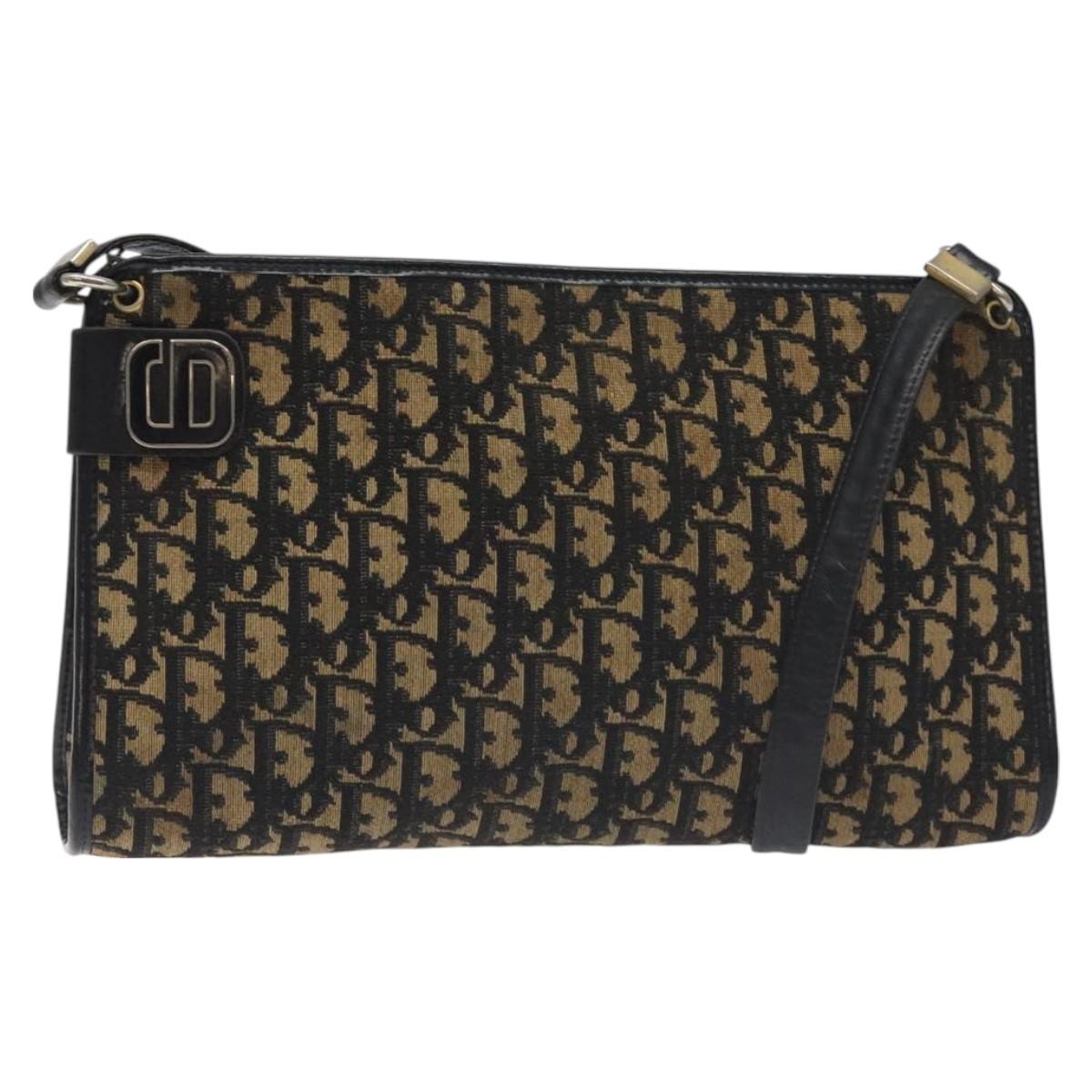 Christian Dior Vintage Trotter Shoulder Bag Canvas, NAVY, CANVAS, Shoulder bag