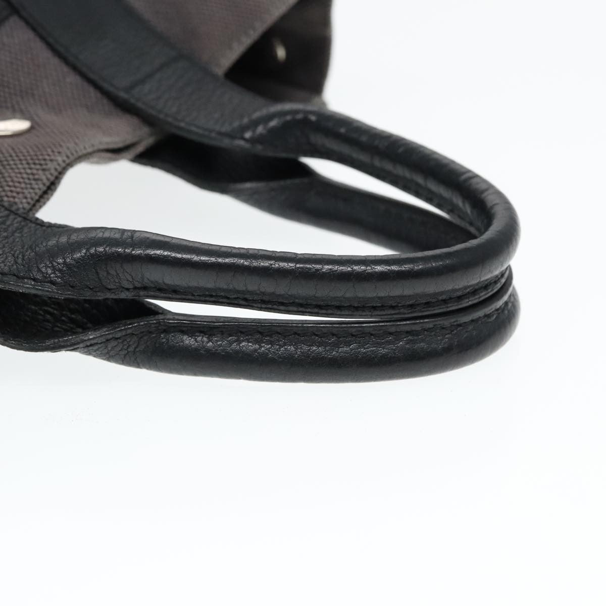 Hermes Sac Harnais Tote Toile and Leather, GRAY, CANVAS, Tote bag