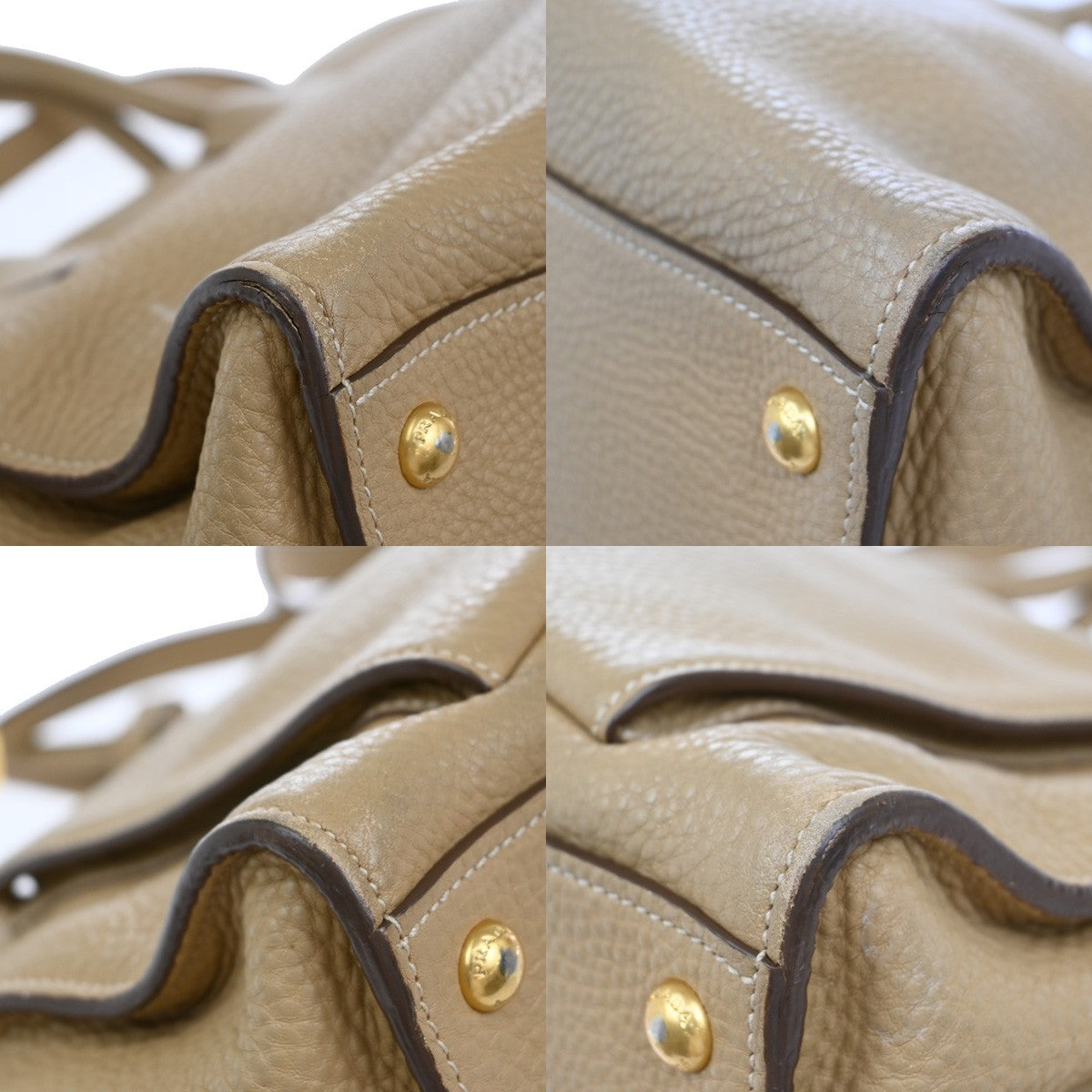Prada Front Pocket Wing Convertible Tote Vitello Daino, BEIGE, LEATHER, Tote bag