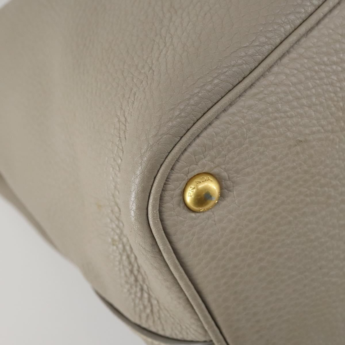 Prada Convertible Shopper Tote Vitello Daino, GRAY, LEATHER, Tote bag