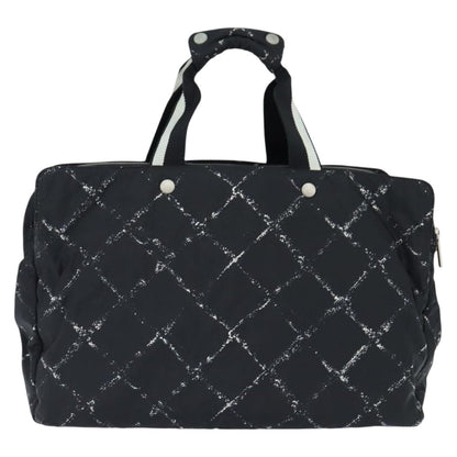 Chanel Travel Line Boston Bag Printed Nylon, BLACK, NYLON, Travel bag