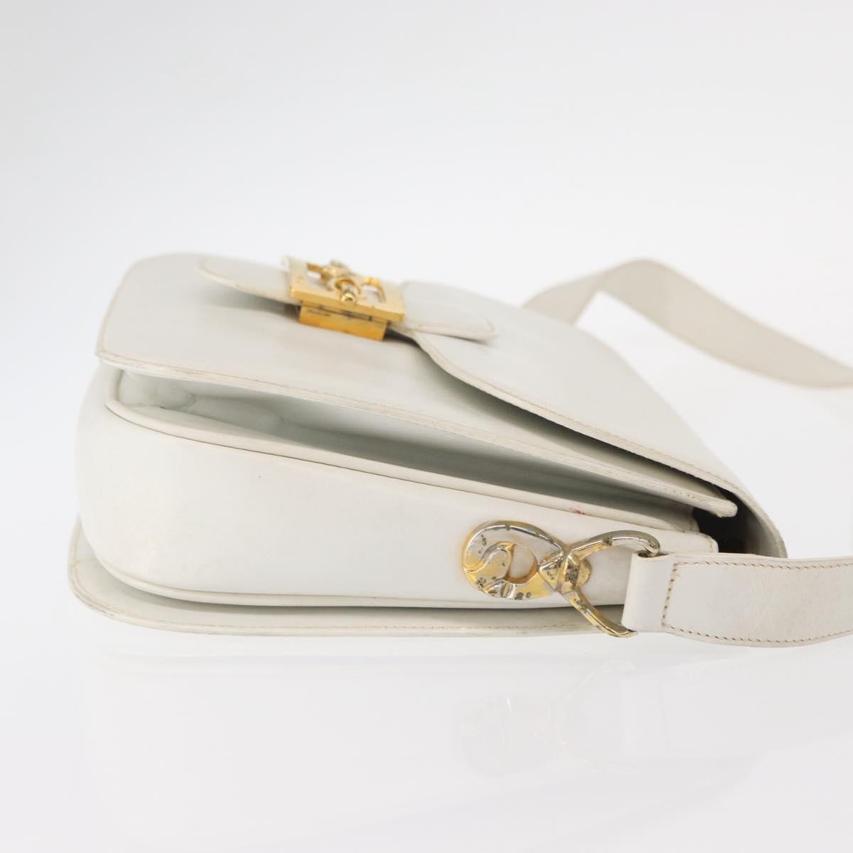 Celine Vintage Shoulder Bag Leather, WHITE, LEATHER, Shoulder bag