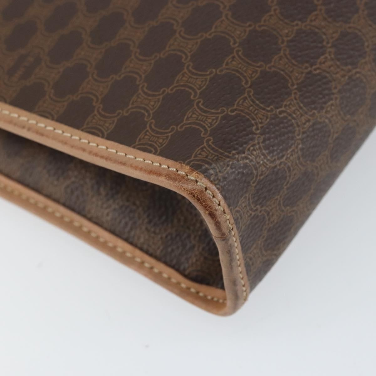 Celine Macadam Pochette Canvas and Leather, BROWN, CANVAS, Clutche & pouche