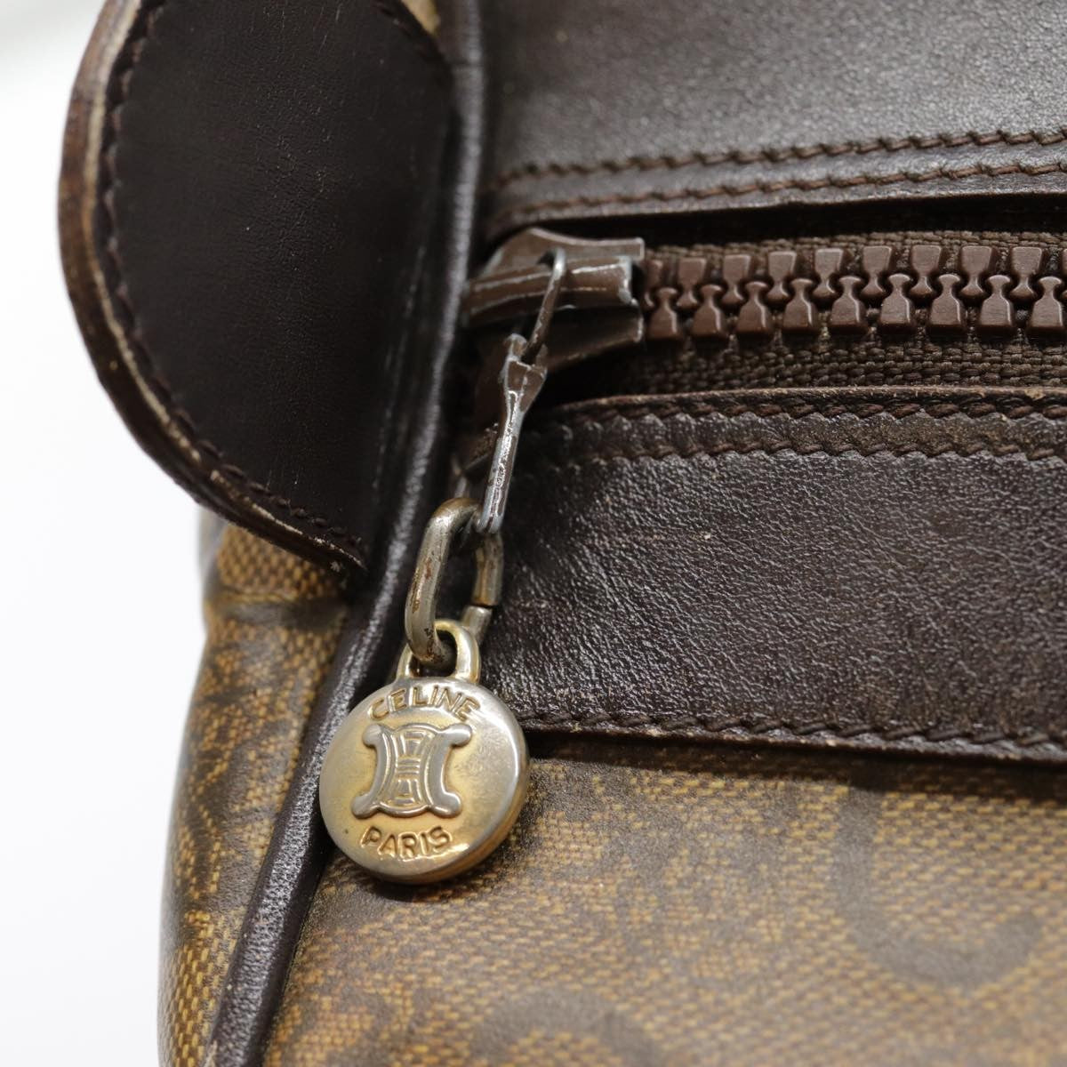 Celine Vintage Macadam Handbag Macadam, BROWN, CANVAS, Handbag