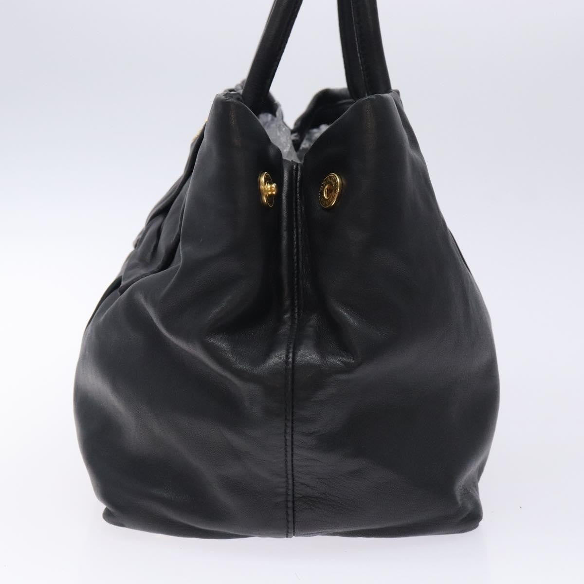 Prada Bow Tote Leather, BLACK, LEATHER, Handbag