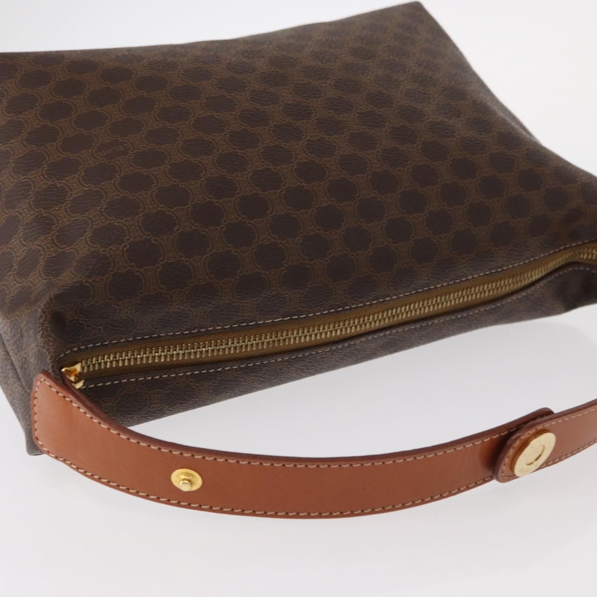 Celine Vintage Macadam Handbag Canvas, BROWN, CANVAS, Handbag