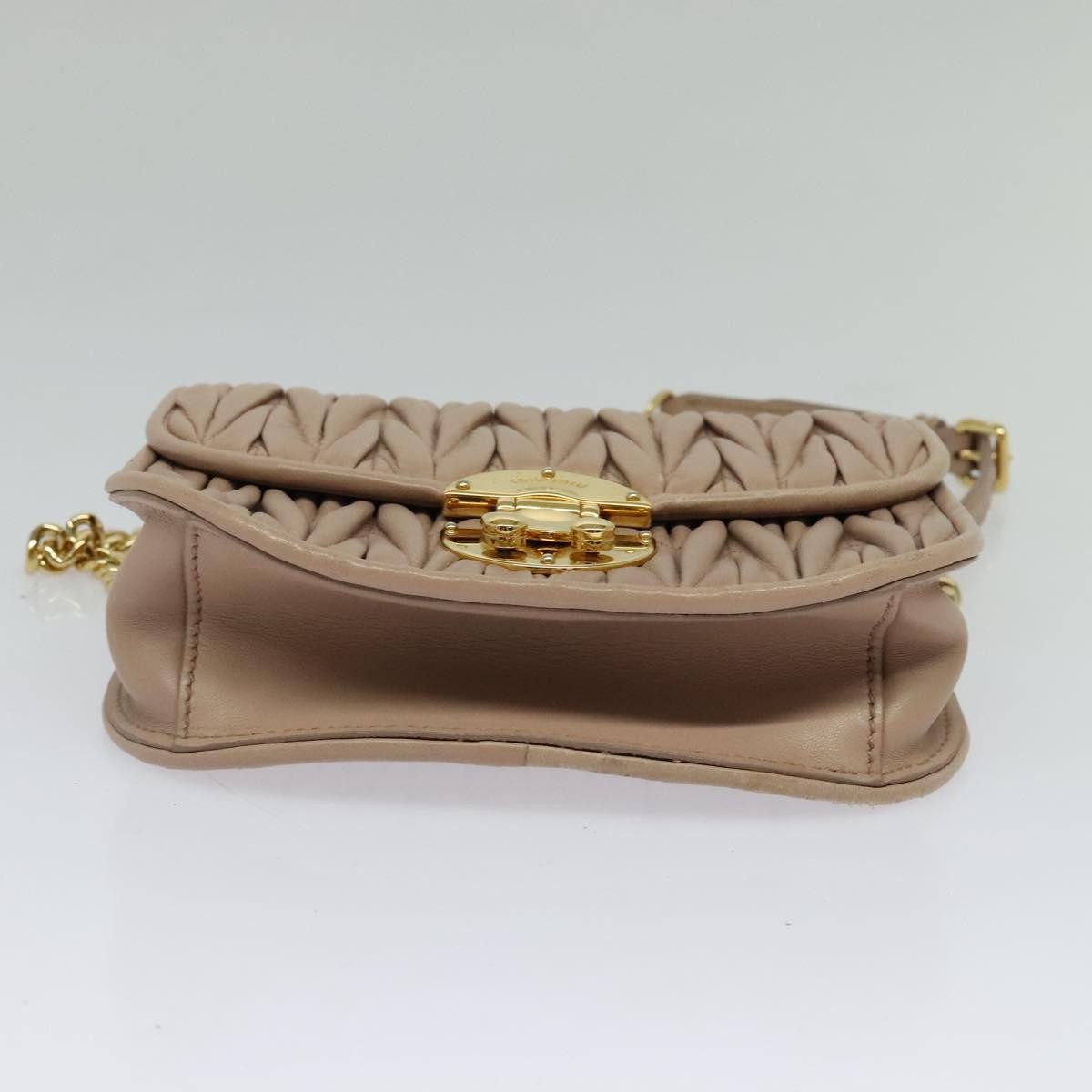 Miu Miu Chain Flap Crossbody Bag Matelasse Leather, BEIGE, LEATHER, Crossbody bag