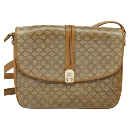 Celine Macadam Shoulder Bag PVC Leather, BEIGE, CANVAS, Shoulder bag