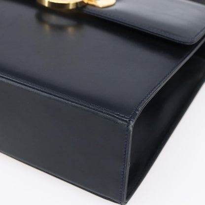 Salvatore Ferragamo Gancini Shoulder Bag Leather, NAVY, LEATHER, Shoulder bag