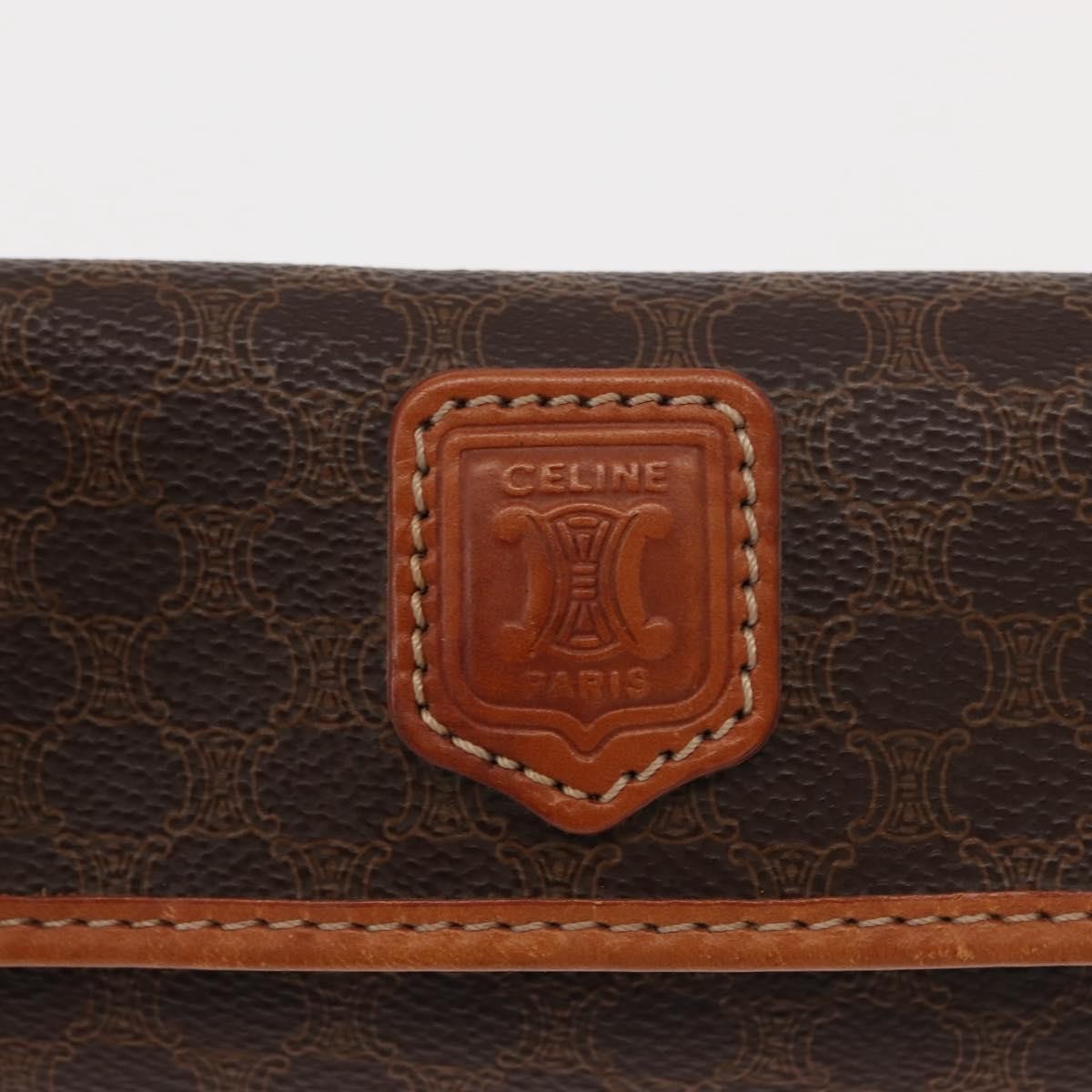 Celine Macadam Pochette Canvas and Leather, BROWN, CANVAS, Clutche & pouche