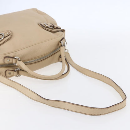 Salvatore Ferragamo Gancini handbag Leather, BEIGE, LEATHER, Shoulder bag