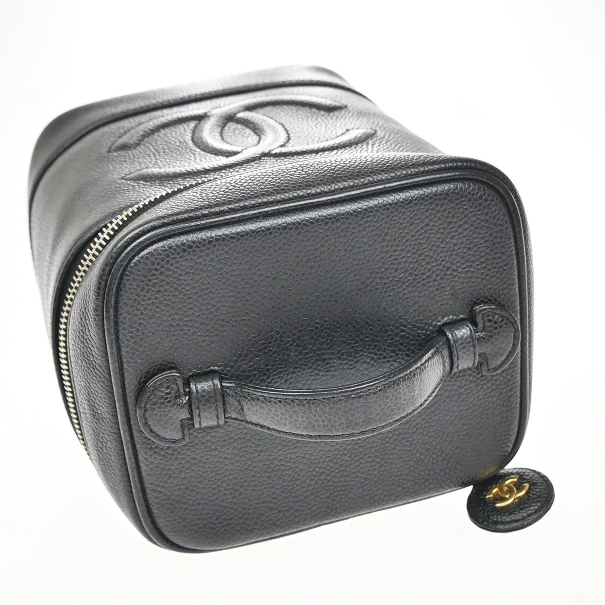 Chanel Vintage Timeless Cosmetic Case Caviar, BLACK, LEATHER, Clutche & pouche