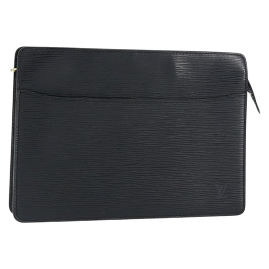 Louis Vuitton Pochette Homme Epi Leather, BLACK, LEATHER, Clutche & pouche