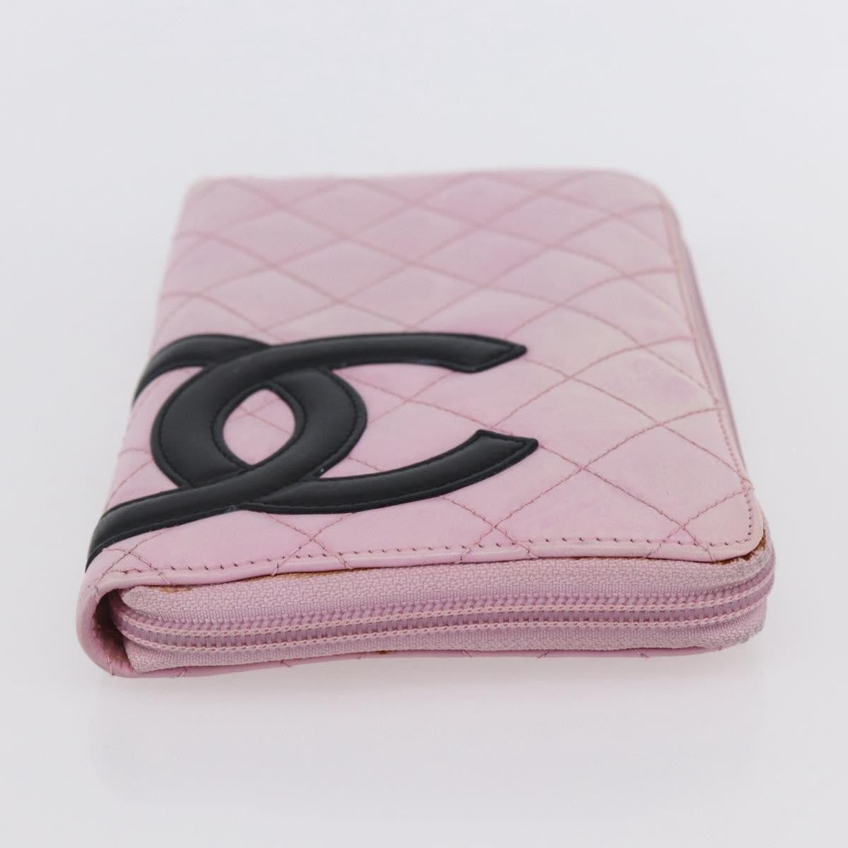 Chanel Cambon Zip Around Wallet Quilted Lambskin, PINK, LEATHER, Wallets