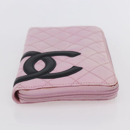 Chanel Cambon Zip Around Wallet Quilted Lambskin, PINK, LEATHER, Wallets