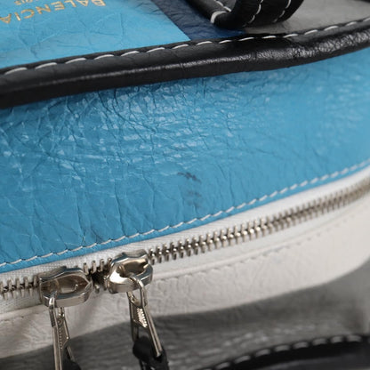 Balenciaga Bazar Convertible Tote Striped Leather, BLUE, LEATHER, Tote bag