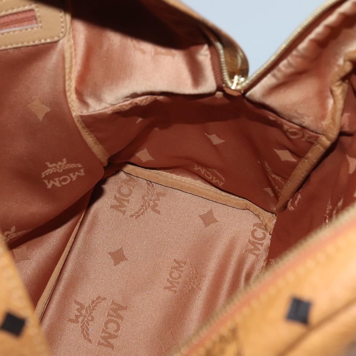 MCM Vicetos Logo PVC Cuir, BROWN, CANVAS, Backpack