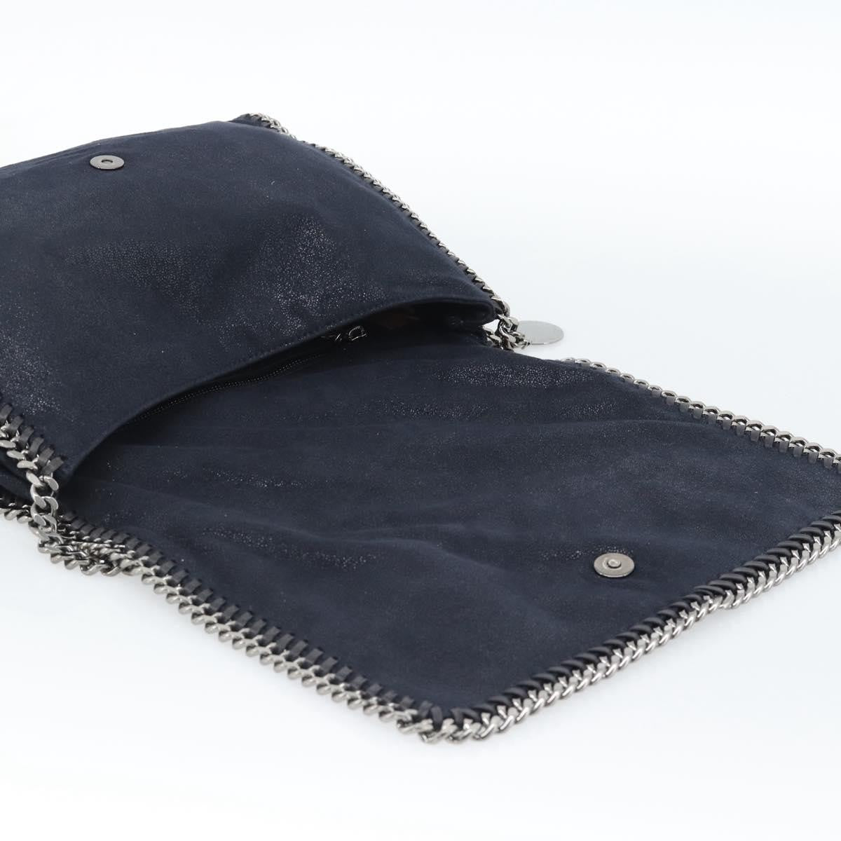 Stella McCartney Falabella Fold Over Flap Crossbody Bag Shaggy Deer, Navy, Synthetic, Shoulder Bag