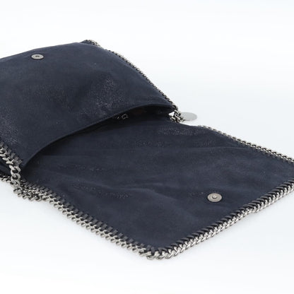 Stella McCartney Falabella Fold Over Flap Crossbody Bag Shaggy Deer, Navy, Synthetic, Shoulder Bag