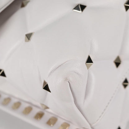 Valentino Garavani VLTN Candystud Top Handle Bag Printed Leather, WHITE, LEATHER, Handbag