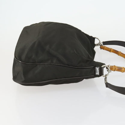 Gucci Vintage Bamboo Handle Bag Nylon, BROWN, NYLON, Handbag