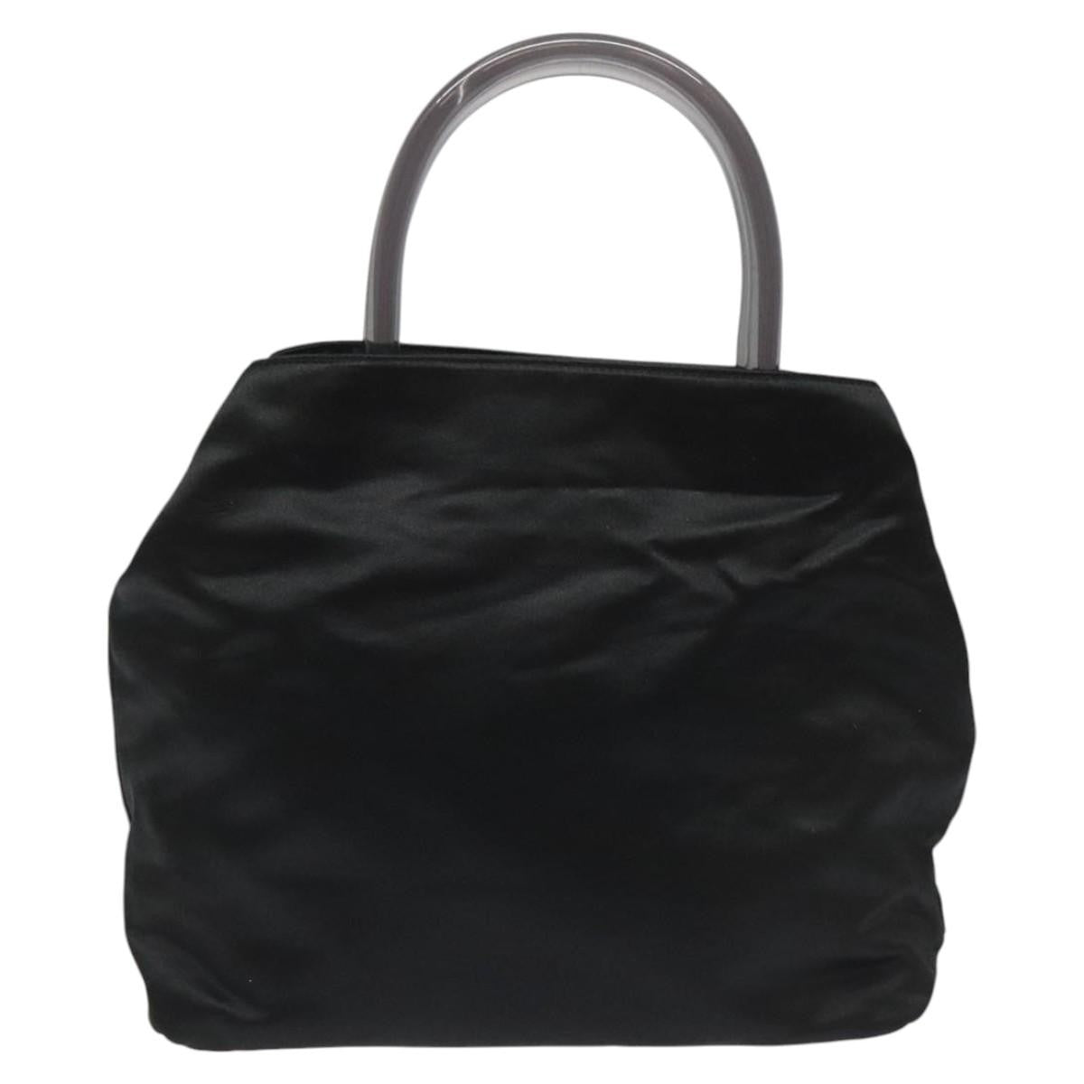 Prada Resin Handle Tote Satin, BLACK, SATIN, Tote bag