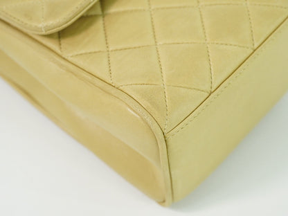 Chanel Vintage Top Handle Flap Bag Quilted Lambskin, BEIGE, LEATHER, Handbag
