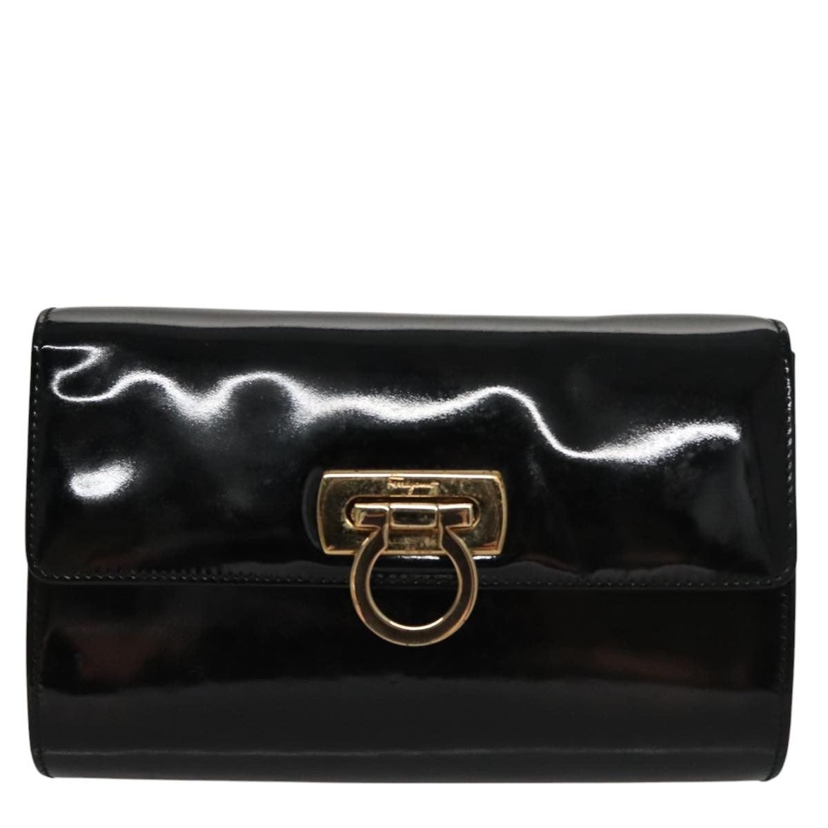 Salvatore Ferragamo Gancini Box Crossbody Bag Patent leather, BLACK, PATENT_LEATHER, Shoulder bag