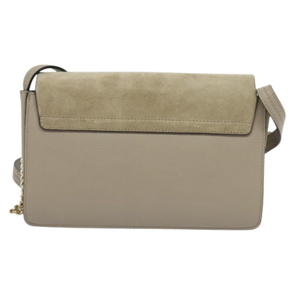 Chloe Faye Shoulder Bag Leather and Suede, GRAY, LEATHER, Shoulder bag