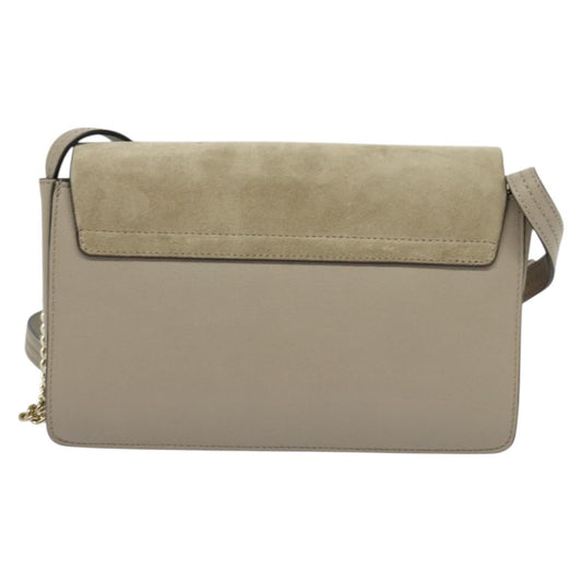 Chloe Faye Shoulder Bag Leather and Suede, GRAY, LEATHER, Shoulder bag