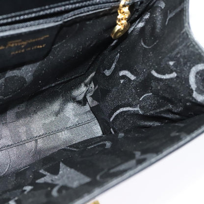 Salvatore Ferragamo Gancini Shoulder Bag Leather, BLACK, LEATHER, Shoulder bag