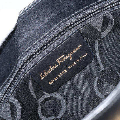 Salvatore Ferragamo Gancio Flap Hobo Leather, BLACK, LEATHER, Shoulder bag