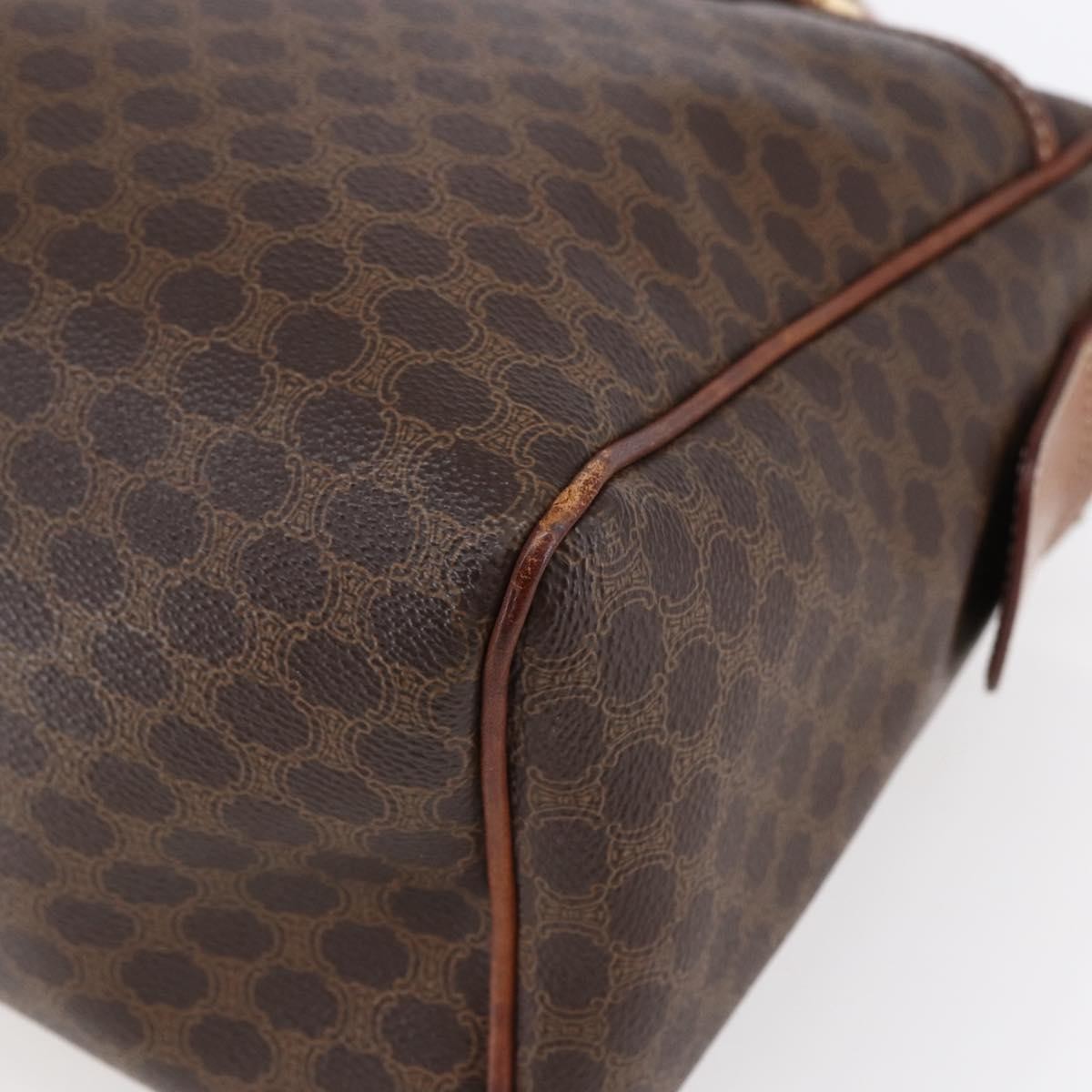 Celine Vintage Macadam Handbag Canvas and Leather, BROWN, CANVAS, Handbag