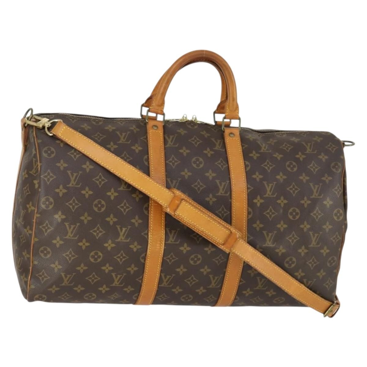 Louis Vuitton Keepall Bandouliere Bag Monogram Canvas, BROWN, CANVAS, Travel bag