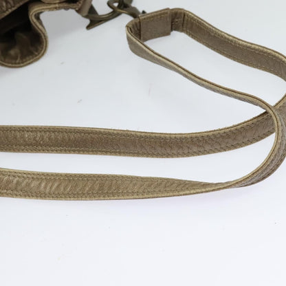 Christian Dior Drawstring Bucket Bag Cannage Quilt Leather, BROWN, LEATHER, Shoulder bag