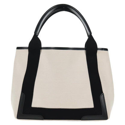 Balenciaga Navy Cabas Canvas with Leather, WHITE, CANVAS, Tote bag