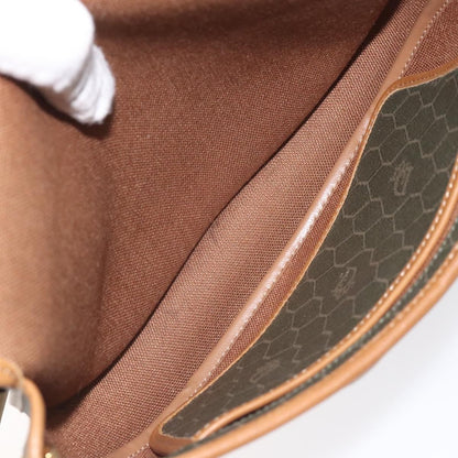 Christian Dior Vintage Honeycomb Flap Crossbody Bag Coated Canvas, GRAY, CANVAS, Crossbody bag