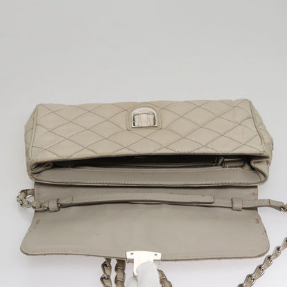 Prada Pushlock Chain Flap Bag Quilted Tessuto, BEIGE, NYLON, Shoulder bag