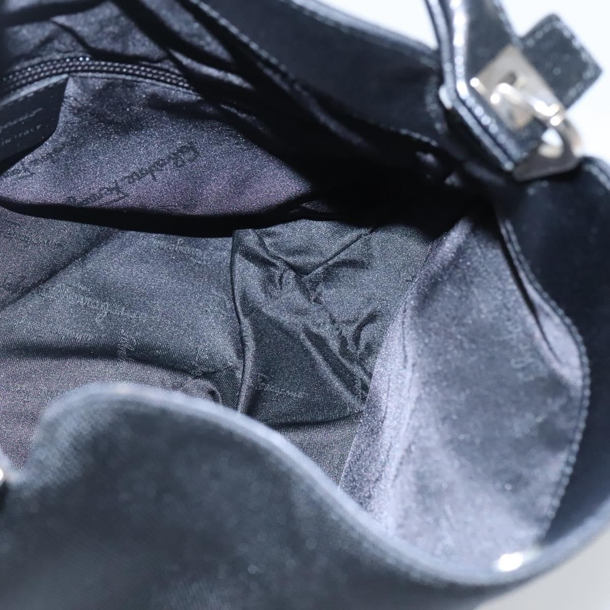 Salvatore Ferragamo Gancini handbag Canvas, BLACK, CANVAS, Handbag