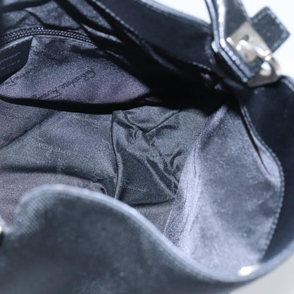 Salvatore Ferragamo Gancini handbag Canvas, BLACK, CANVAS, Handbag