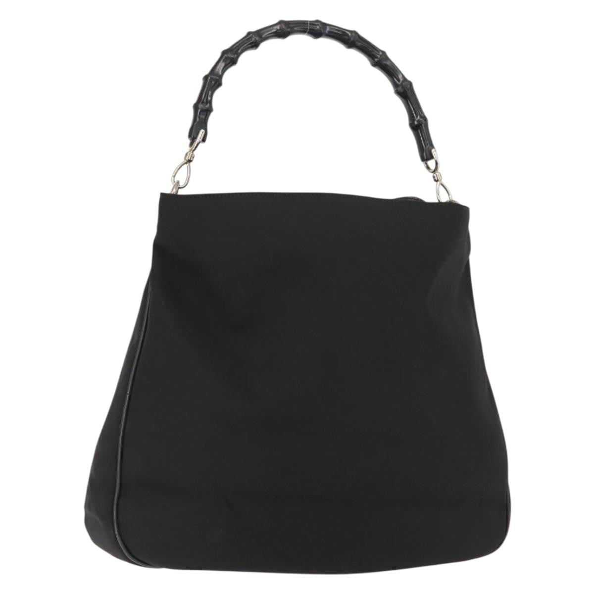 Gucci Vintage Bamboo Handle Open Hobo Nylon, BLACK, NYLON, Tote bag