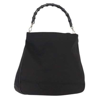 Gucci Vintage Bamboo Handle Open Hobo Nylon, BLACK, NYLON, Tote bag