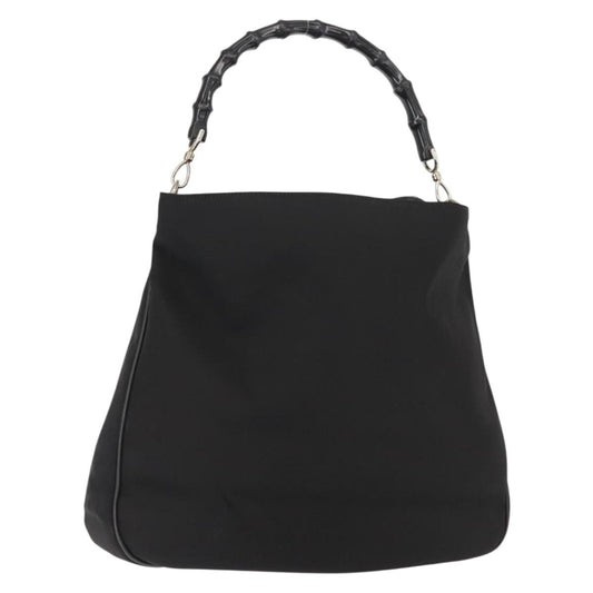 Gucci Vintage Bamboo Handle Open Hobo Nylon, BLACK, NYLON, Tote bag