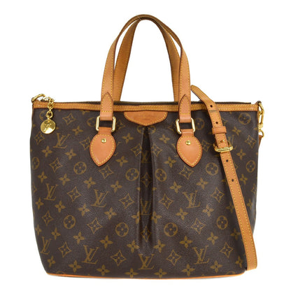 Louis Vuitton Palermo Handbag Monogram Canvas, BROWN, CANVAS, Tote bag