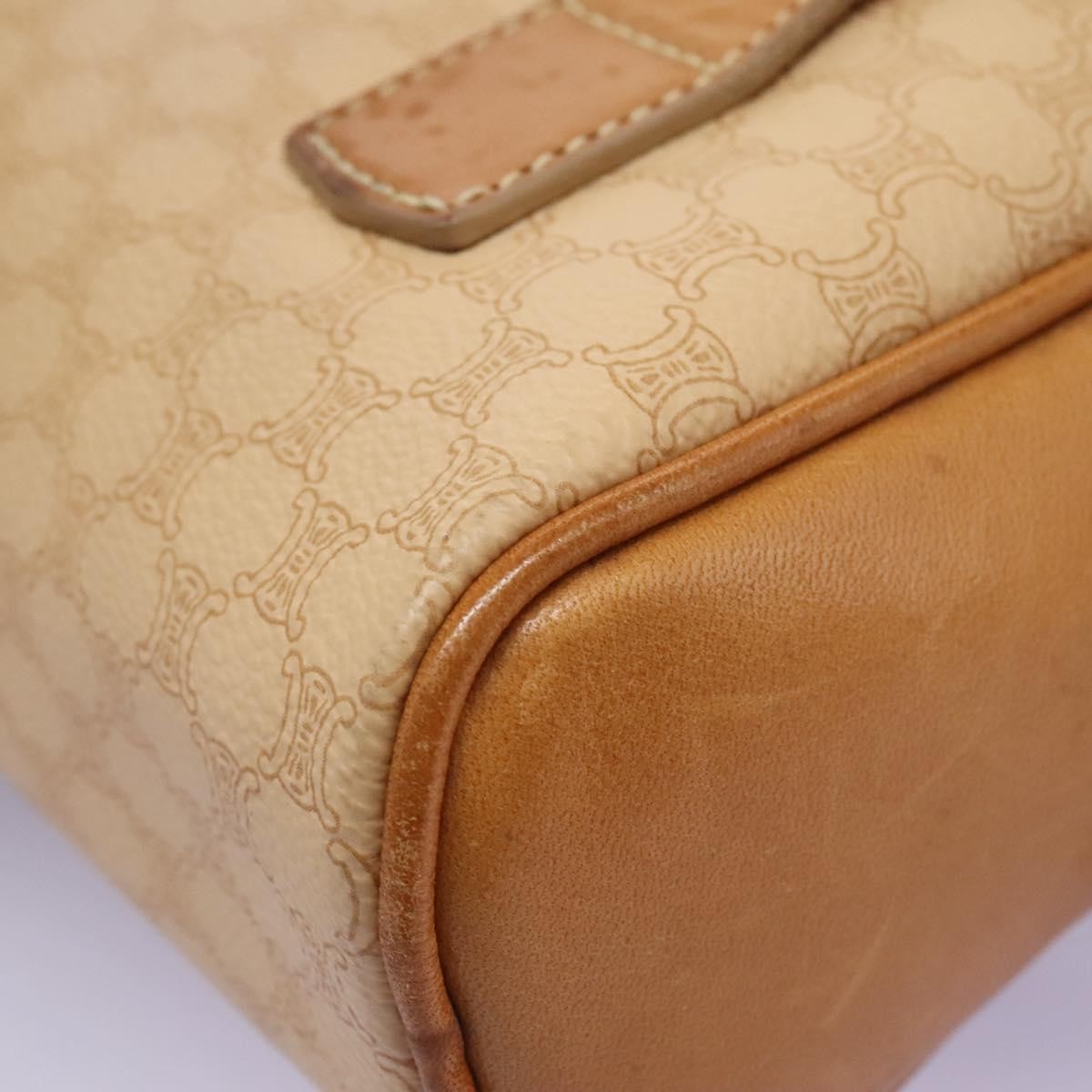 Celine Vintage Macadam Backpack Canvas and Leather, BEIGE, CANVAS, Backpack