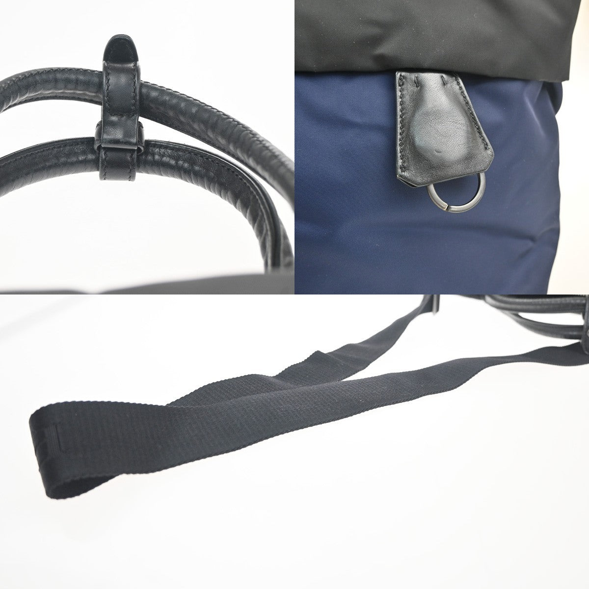 Prada Convertible Double Tote Tessuto, BLACK, NYLON, Handbag