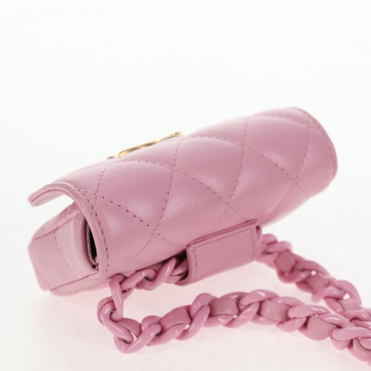 Chanel Flat CC Crossbody Bag Leather, PINK, LEATHER, Crossbody bag